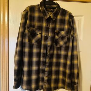DIXXON Brown and Black Plaid Casual Button Down Shirt